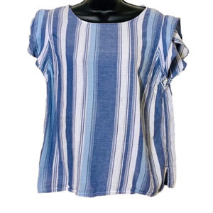 Calvin Klein jeans white and blue striped Cotten blend top size L